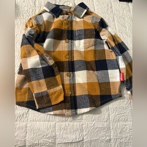 Wrangler Blue and Brown Button Down Shirt Plaid Toddler 2T